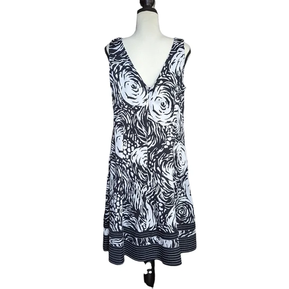 I.N. Studio Black and White Floral Dress Size 14 - Picture 4 of 9